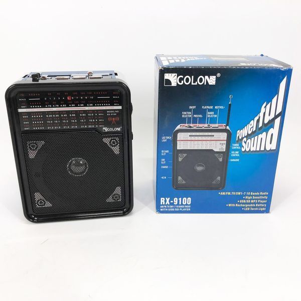 Радиоприемник GOLON RX-9100 USB+SD Радио с фонарем, Ретро радиоприемник, Fm передатчик. Цвет: синий ws15633-1 фото