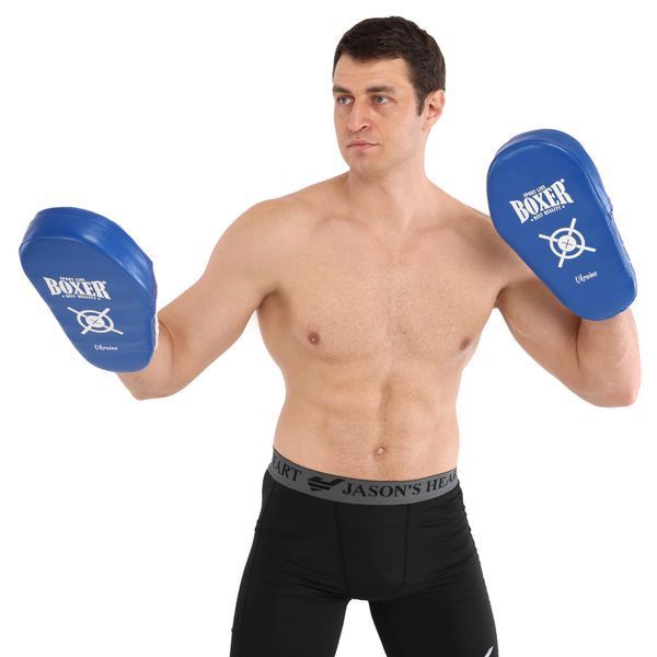 Лапа боксерская прямая тренировочная удлиненная Кожвинил BOXER NEW 2008-N 38х18х4,5см 2штуки р. Універсальний розмір рукавички 2008-N фото