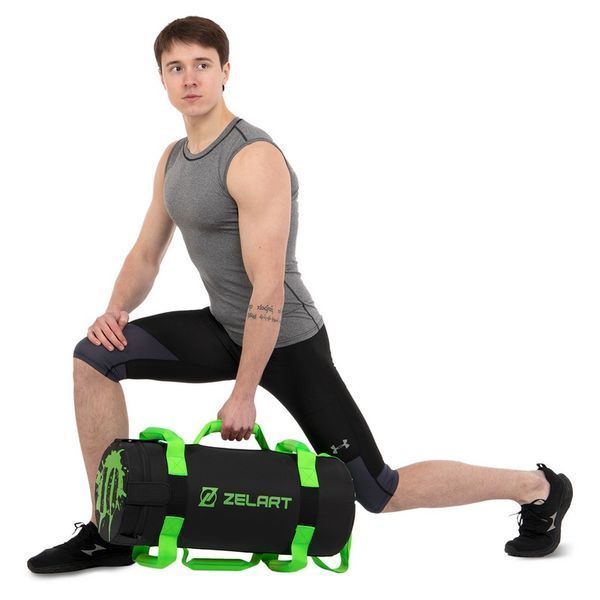 Мешок утяжелитель для функционального тренинга Power Bag Zelart TA-7825-10 10кг черный-зеленый TA-7825-10 фото