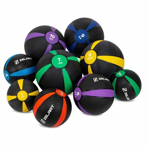 Медбол м'яч медичний Medicine Ball Zelart FI-5122-9 9кг сірий-синій FI-5122-9 фото