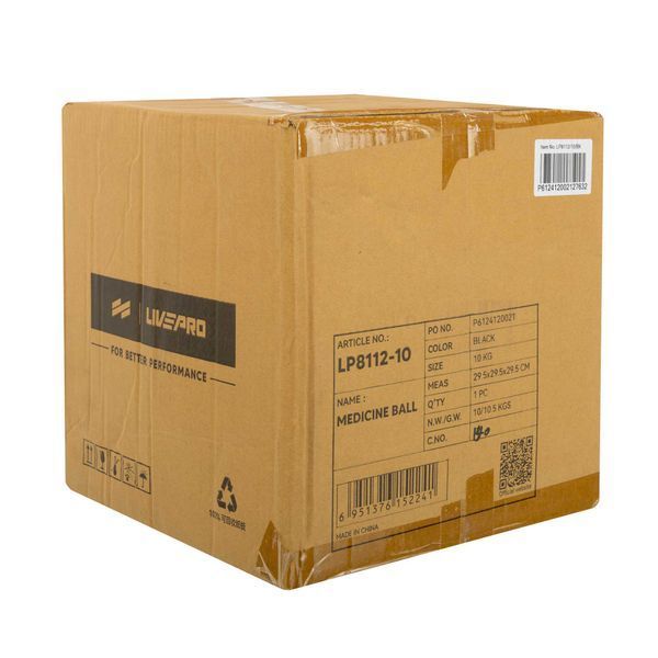 М'яч медичний медбол Medicine Ball LiveUp LP8112-10 10кг чорний-синій LP8112-10 фото