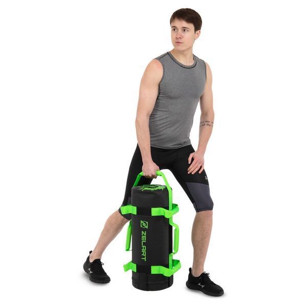 Мешок утяжелитель для функционального тренинга Power Bag Zelart TA-7825-10 10кг черный-зеленый TA-7825-10 фото