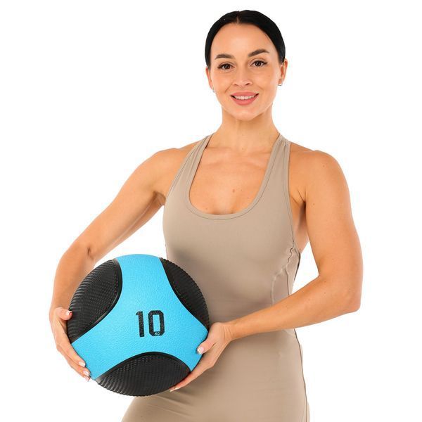 М'яч медичний медбол Medicine Ball LiveUp LP8112-10 10кг чорний-синій LP8112-10 фото