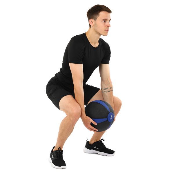 Медбол м'яч медичний Medicine Ball Zelart FI-5122-9 9кг сірий-синій FI-5122-9 фото