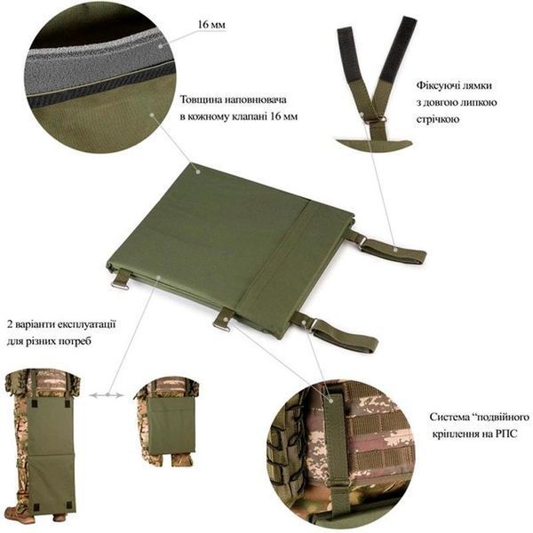 Сидушка-каремат с креплением MOLLE Champion TY-8946 37х32х3,6см/74х32х1,8см оливковый TY-8946 фото