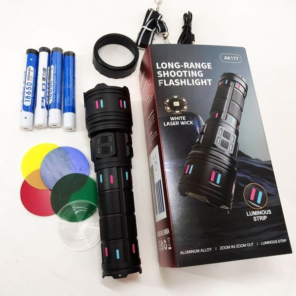 Фонарь AK177-WHITE LASER LED PM60-TG, Топ-фонарик фонарик светодиодный аккумуляторний портативный ws77173 фото