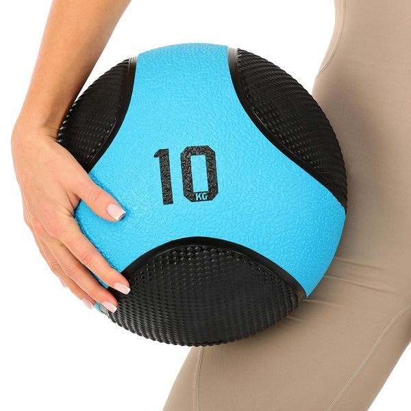М'яч медичний медбол Medicine Ball LiveUp LP8112-10 10кг чорний-синій LP8112-10 фото