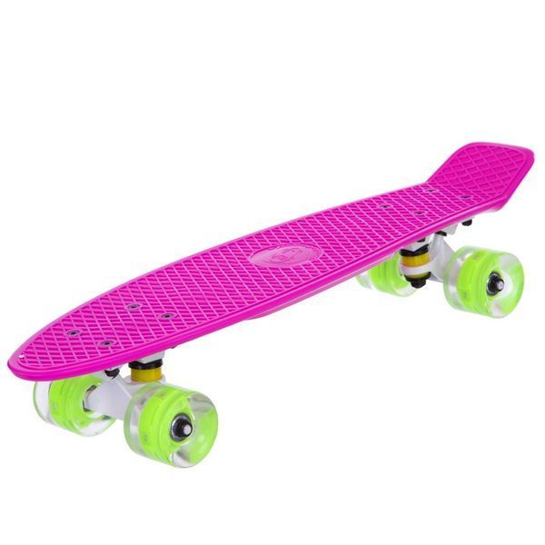 Пенни борд Penny Board круизер пластиковый со светящимися колесами 22' FISH SK-405-5 розовый-белый-салатовый SK-405-5 фото