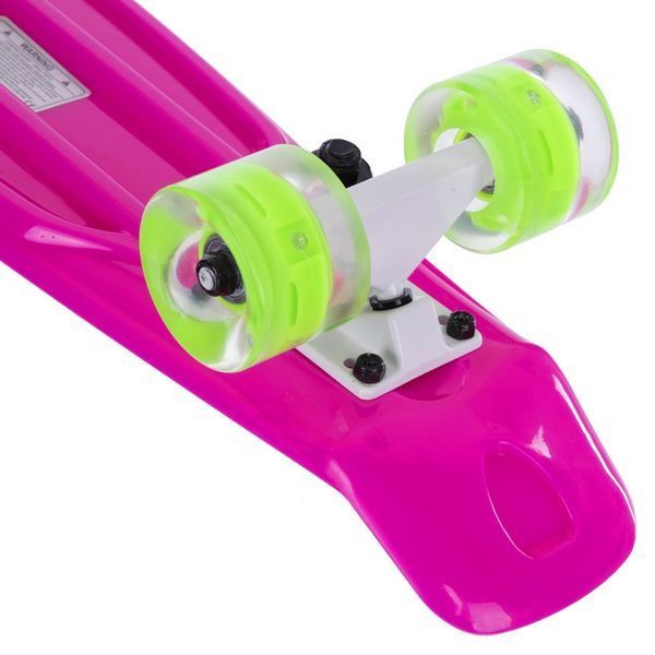 Пенни борд Penny Board круизер пластиковый со светящимися колесами 22' FISH SK-405-5 розовый-белый-салатовый SK-405-5 фото