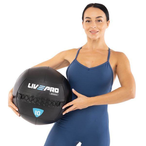 Мяч набивной медицинский для кроссфита WALL BALL LiveUp LP8103-10 10кг черный LP8103-10 фото