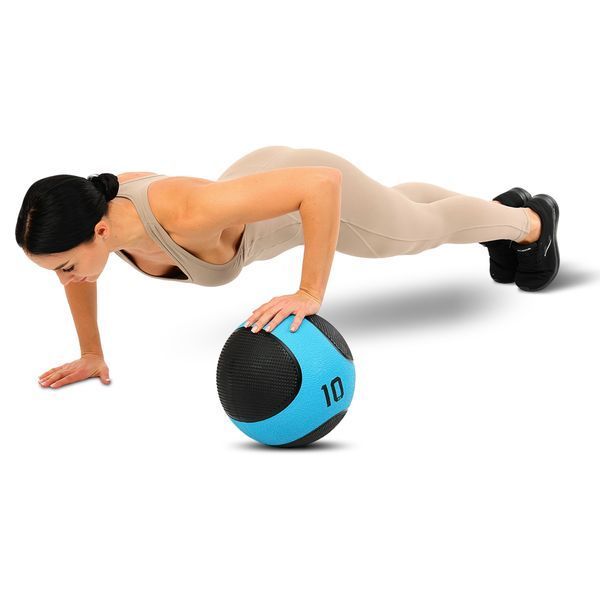 М'яч медичний медбол Medicine Ball LiveUp LP8112-10 10кг чорний-синій LP8112-10 фото