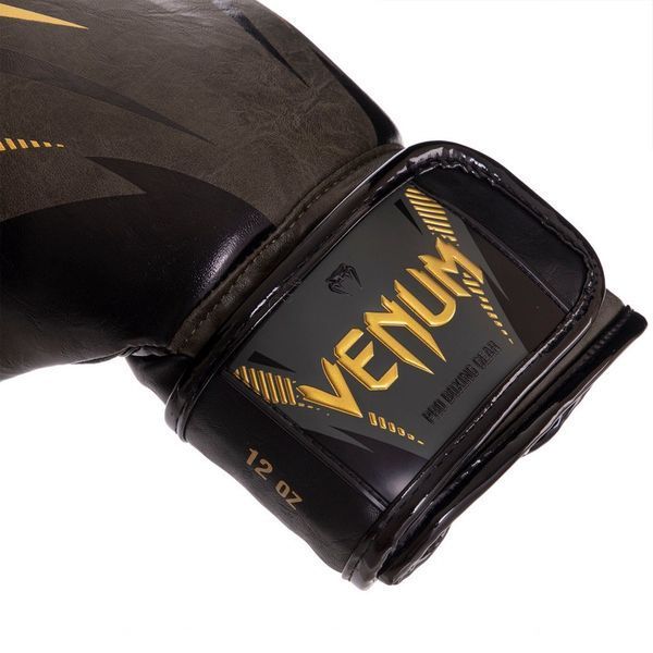 Рукавиці боксерські на липучці PU VENUM IMPACT VN03284-230 10-14 унцій хакі-золотий VN03284-230 фото
