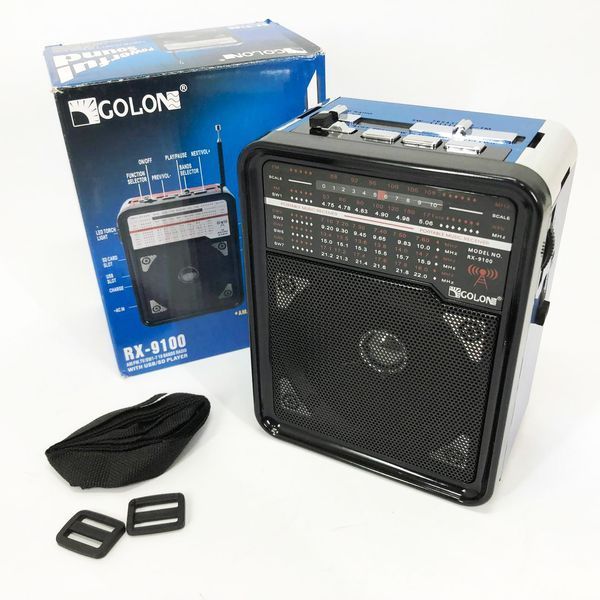 Радиоприемник GOLON RX-9100 USB+SD Радио с фонарем, Ретро радиоприемник, Fm передатчик. Цвет: синий ws15633-1 фото