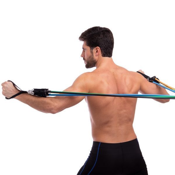 Эспандер многофункциональный для фитнеса 5 жгутов Resistance Band Zelart FI-6333 в чехле разноцветный FI-6333 фото