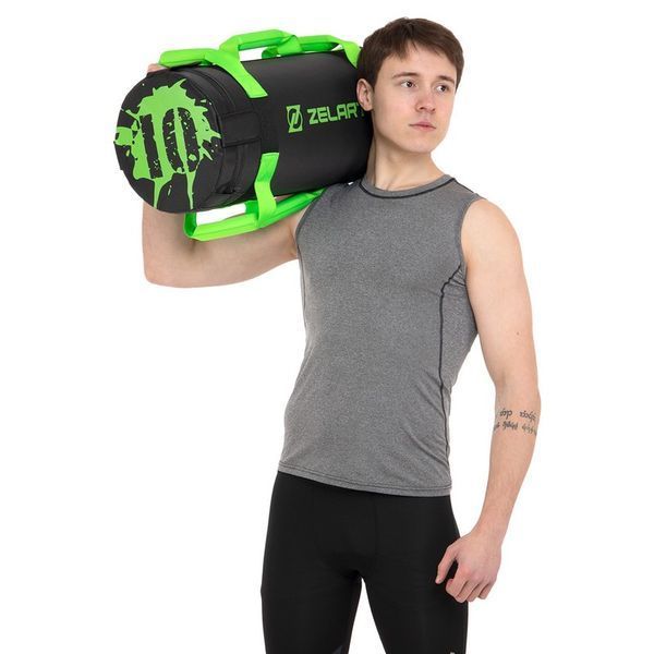 Мешок утяжелитель для функционального тренинга Power Bag Zelart TA-7825-10 10кг черный-зеленый TA-7825-10 фото