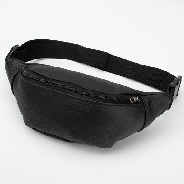 Кожаная бананка, мужская женская сумка из натуральной кожи, черная барсетка ws71925 фото
