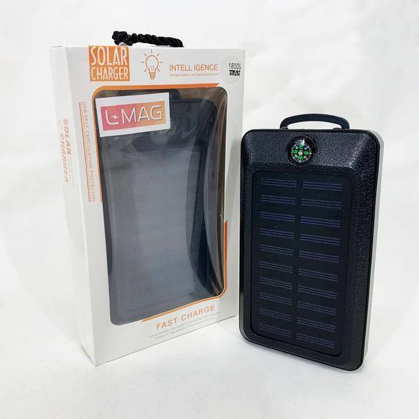 УМБ Power Bank Solar 18000 mAh мобильное зарядное с солнечной панелью и лампой, Power Bank Charger Black ws83645 фото