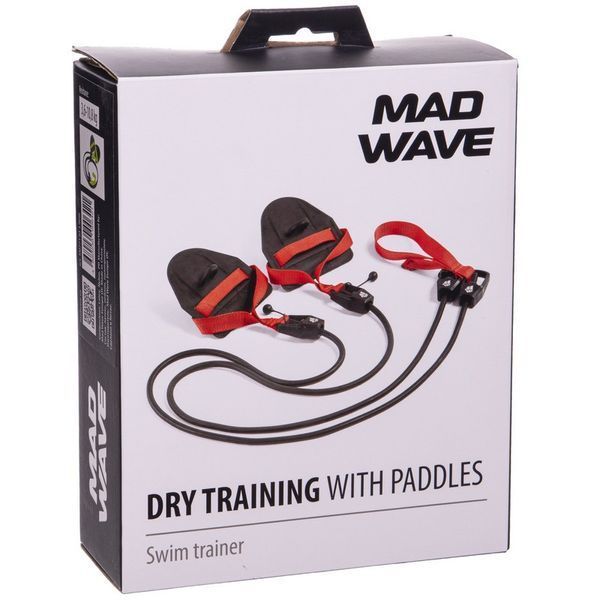 Тренажер для плавания с лопатками для тренировки гребка MadWave DRY TRAINING M077103300W сопротивление 3,6-10,8кг черный-зеленый M077103300W фото
