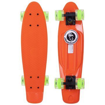 Пенни борд Penny Board круизер пластиковый со светящимися колесами 22' FISH SK-405-3 оранжевый-черный-зеленый SK-405-3 фото