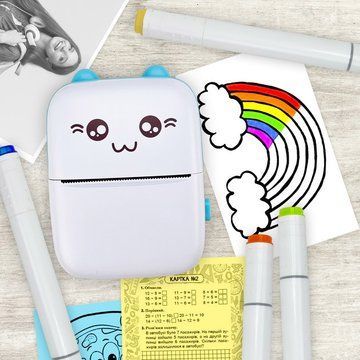 Портативний мініпринтер Mini printer з Bluetooth для термодруку без чорнила зі смартфона. Колір: блакитний ws65785-1 фото