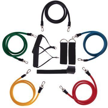 Эспандер многофункциональный для фитнеса 5 жгутов Power Bands SP-Sport FI-5955 120см в чехле разноцветный FI-5955 фото