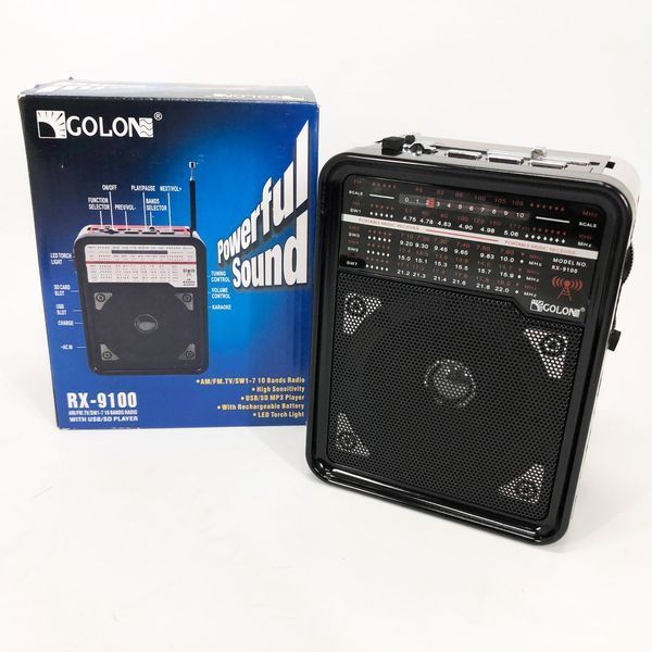 Радиоприемник GOLON RX-9100 USB+SD Радио с фонарем, Ретро радиоприемник, Fm передатчик. Цвет: коричневый ws15633-2 фото