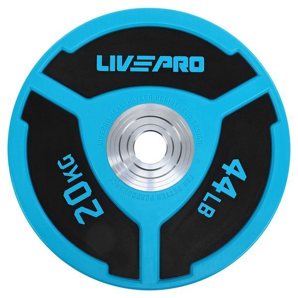 Бамперні диски поліуретанові Bumper Plates LiveUp LP8027-20 o50.5мм 20кг синій-чорний LP8027-20 фото