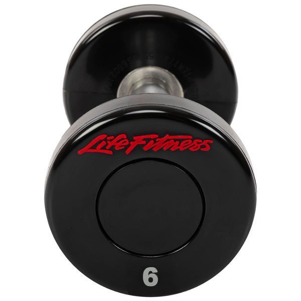 Гантель цельная профессиональная с полиуретановым покрытием LIFE FITNESS SC-80081-6 1шт 6кг черный-красный SC-80081-6 фото