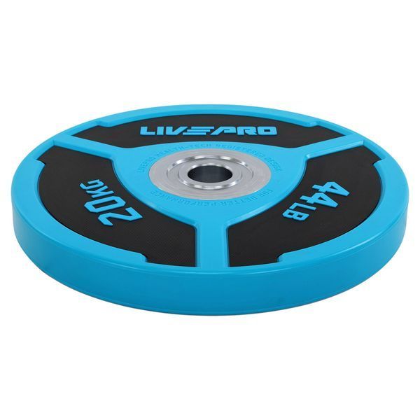 Бамперні диски поліуретанові Bumper Plates LiveUp LP8027-20 o50.5мм 20кг синій-чорний LP8027-20 фото