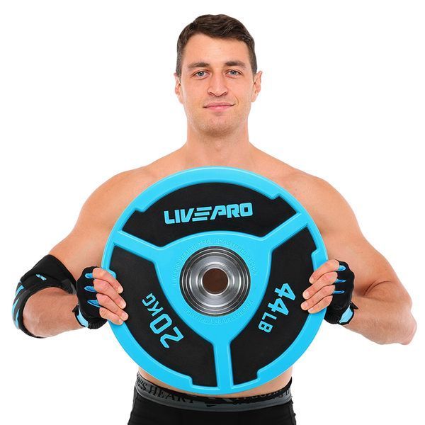 Бамперні диски поліуретанові Bumper Plates LiveUp LP8027-20 o50.5мм 20кг синій-чорний LP8027-20 фото