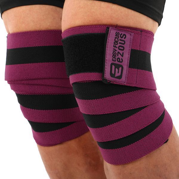 Коленные бинты для приседаний BUNDLED KNEECAP EZOUS A-10 2шт черный-фиолетовый A-10 фото