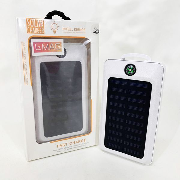 УМБ Power Bank Solar 18000 mAh мобильное зарядное с солнечной панелью и лампой, Power Bank Charger White ws83645-1 фото