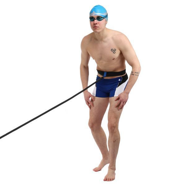 Поясной тренажер парный для плавания MadWave BELT TRAINER TWO SIDE M077106 длина-2,4м черный M077106 фото