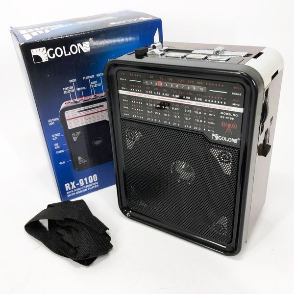Радиоприемник GOLON RX-9100 USB+SD Радио с фонарем, Ретро радиоприемник, Fm передатчик. Цвет: коричневый ws15633-2 фото