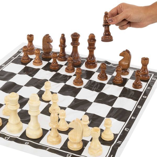 Шахматы настольная игра деревянные с игровым полем из ткани SP-Sport 405P размер короля 10,5 см пешки 5 см 405P фото
