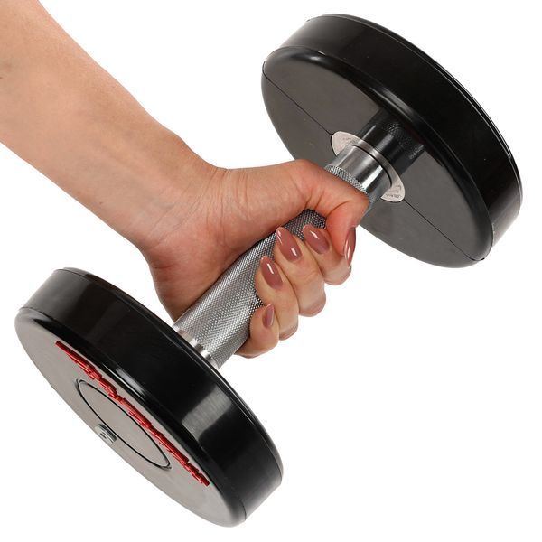 Гантель цельная профессиональная с полиуретановым покрытием LIFE FITNESS SC-80081-6 1шт 6кг черный-красный SC-80081-6 фото