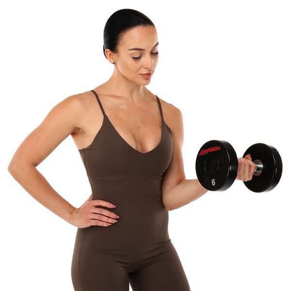 Гантель цельная профессиональная с полиуретановым покрытием LIFE FITNESS SC-80081-6 1шт 6кг черный-красный SC-80081-6 фото