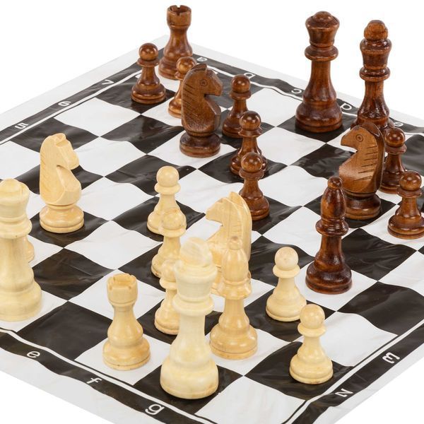 Шахматы настольная игра деревянные с игровым полем из ткани SP-Sport 405P размер короля 10,5 см пешки 5 см 405P фото