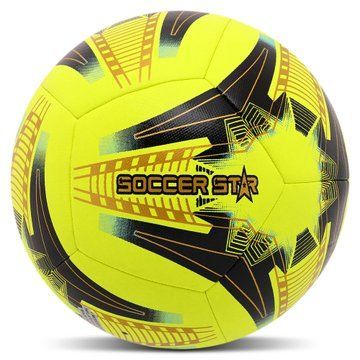 М'яч футбольний гібридна зшивка HYBRID SOCCER STAR FB-4467 №5 PU жовтий-чорний FB-4467 фото