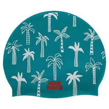 Шапочка для плавания силиконовая для взрослых MadWave PALM TREE M055330 зеленый M055330 фото