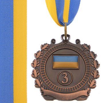 Медаль спортивная с лентой SP-Sport UKRAINE с украинской символикой C-3162 o5см золото, серебро, бронза C-3162 фото