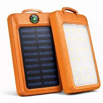 УМБ Power Bank Solar 18000 mAh мобильное зарядное с солнечной панелью и лампой, Power Bank Charger Orange ws83645-2 фото