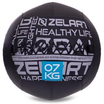 Мяч набивной медицинский для кроссфита WALL BALL Zelart FI-2637-7 7кг черный FI-2637-7 фото