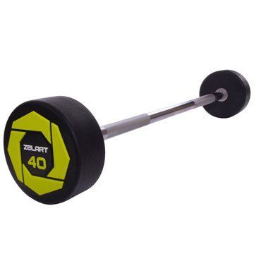 Штанга нерозбірна з фіксованою вагою пряма поліуретанова Zelart Urethane Barbell TA-2689-40 довжина-112см 40кг чорний-салатовий TA-2689-40 фото