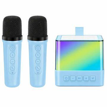 Портативна караоке система з двома мікрофонами Bluetooth акустична колонка для дому вечірок Blue ws78421-2 фото