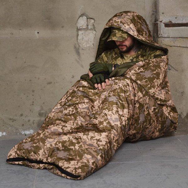Великий спальний мішок до -25, тактичний зимовий спальник , військовий піксель ws28988 фото