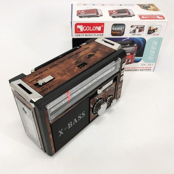 Радиоприёмник портативное радио Golon RX-381 аккумуляторный ретро колонка usb sd mp3 fm. Цвет: коричневый ws46321-1 фото