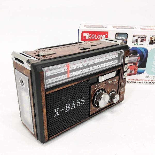 Радиоприёмник портативное радио Golon RX-381 аккумуляторный ретро колонка usb sd mp3 fm. Цвет: коричневый ws46321-1 фото