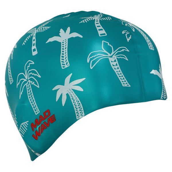 Шапочка для плавания силиконовая для взрослых MadWave PALM TREE M055330 зеленый M055330 фото