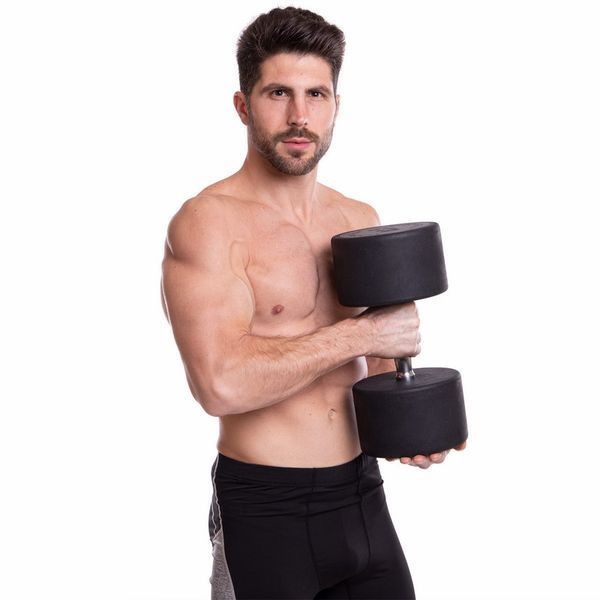 Гантель цільна професійна з поліуретановим покриттям TECHNOGYM LN-1254-42_5 1шт 42,5кг чорний-сірий LN-1254-42_5 фото
